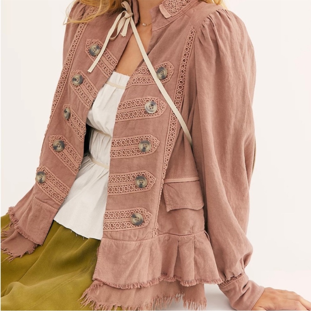 Free People Ariana Military Jacket in Strawberry Size Medium